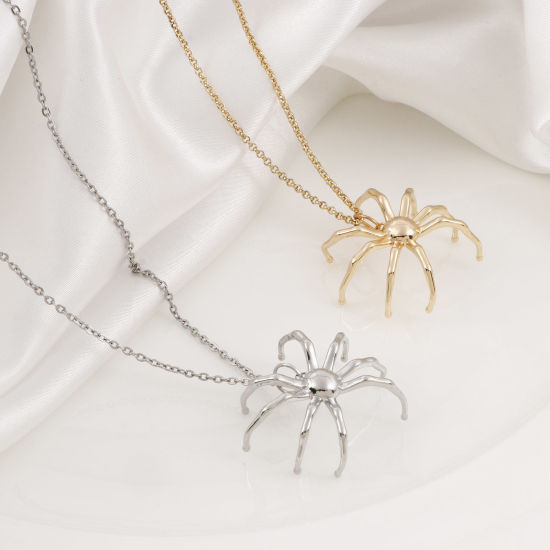 Picture of Brass Insect Charms Real Gold Plated Halloween Spider Animal 3D 3cm x 2.7cm