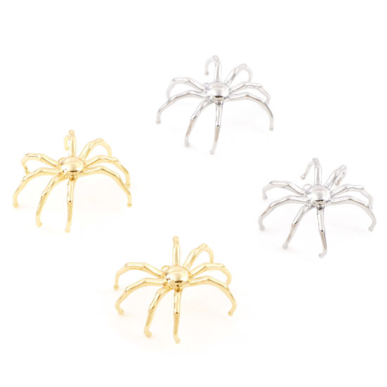Picture of Brass Insect Charms Real Gold Plated Halloween Spider Animal 3D 3cm x 2.7cm