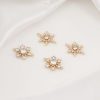 Picture of Brass Weather Collection Connectors Charms Pendants Christmas Snowflake 18K Real Gold Plated Micro Pave Clear Cubic Zirconia