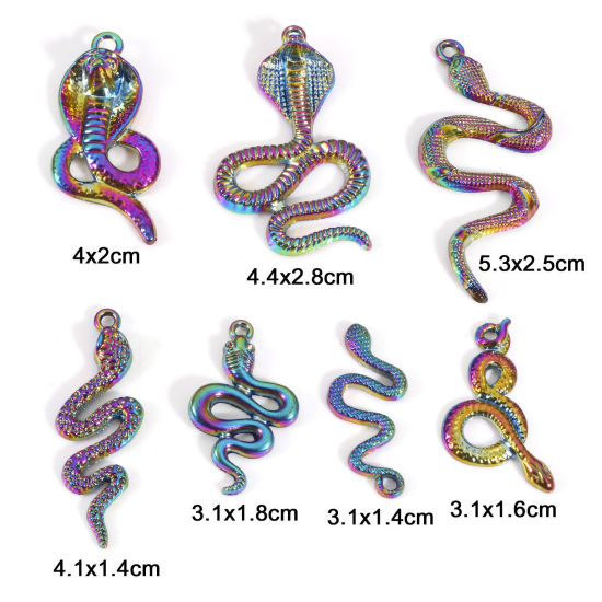 Imagen de Zamak Colgantes Serpiente Chapado en Color Arco Iris 5 Unidades