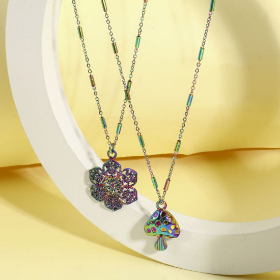 Imagen de Zamak Colgantes Árbol Chapado en Color Arco Iris Flor Hoja 5 Unidades