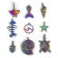 亜鉛合金 海ジュエリー ペンダント ヒトデ レインボーカラーメッキ 巻き貝彫刻 5 個 の画像