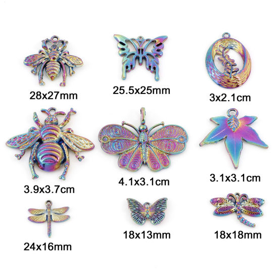 Picture of Zinc Based Alloy Insect Pendants Rainbow Color Plated Butterfly Animal Bee