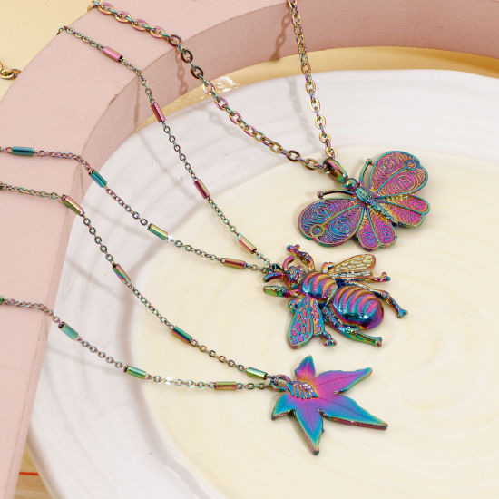 Picture of Zinc Based Alloy Insect Pendants Rainbow Color Plated Butterfly Animal Bee