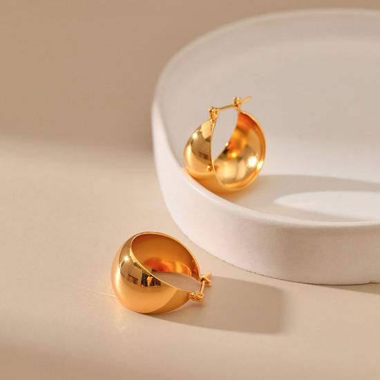 Picture of Hypoallergenic Retro Simple 18K Real Gold Plated Copper Hoop Earrings For Women