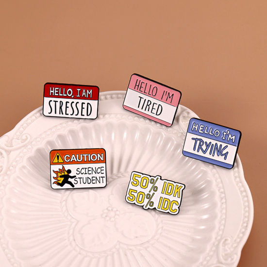 Imagen de Sencillo Pin Broches Rectángulo Mayúscula Letra Esmalte 1 Unidad