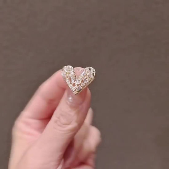 Imagen de Elegante Pin Broches Corazón Multicolor Transparente Rhinestone 1 Unidad