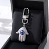Picture of Resin Religious Keychain & Keyring Silver Tone Multicolor Hamsa Symbol Hand Evil Eye