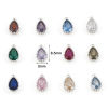Picture of Brass Birthstone Charms Real Platinum Plated Drop Multicolour Cubic Zirconia 8.5mm x 5mm