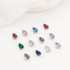 Picture of Brass Birthstone Charms Real Platinum Plated Drop Multicolour Cubic Zirconia 8.5mm x 5mm