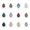 Picture of Brass Birthstone Charms Real Platinum Plated Drop Multicolour Cubic Zirconia 8.5mm x 5mm