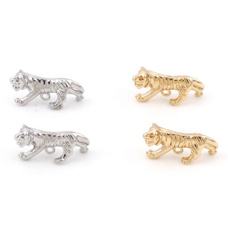 Brass Charms Real Gold Plated Tiger Animal 3D 21mm x 11mm