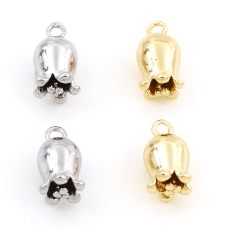 Brass Charms Real Gold Plated Lily Of The Valley Flower Flower 3D 12mm x 7mm