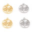 Imagen de Latón Colgantes Charms Ronda Oro Real Chapado Árbol de la Vida 17mm x 15mm, 2 Unidades
