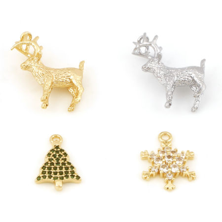 Brass Christmas Charms Real Gold Plated 3D