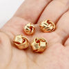 Image de Perles pour DIY Fabrication de Bijoux en Laiton Plaqué Or Véritable 18K Pelote de Laine Creux Env. 12mm x 12mm, 2 Pcs