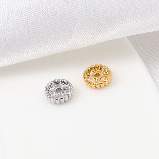 Image de Perles d'Espacement Accessories pour DIY Fabrication de Bijoux de Bracelet en Laiton Plaqué Or Véritable Rond Env. 7mm Dia., 10 Pcs                                                                                                                           