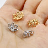Picture of Brass Beads Caps Flower Real Gold Plated Hollow 10mm x 9.5mm