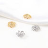Picture of Brass Beads Caps Flower Real Gold Plated Hollow 10mm x 9.5mm