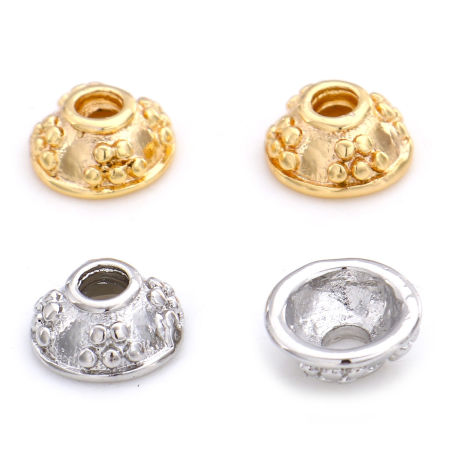 Picture of Brass Beads Caps Flower Real Gold Plated Hollow 6mm Dia.