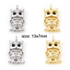 Picture of Brass Halloween Charms Real Gold Plated Owl Animal 13mm x 7mm