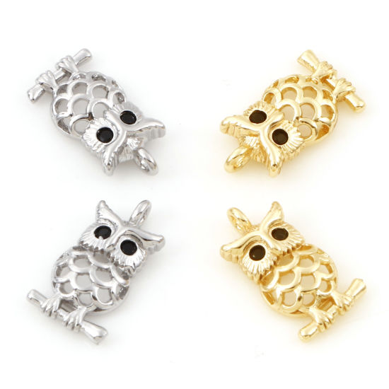 Picture of Brass Halloween Charms Real Gold Plated Owl Animal 13mm x 7mm