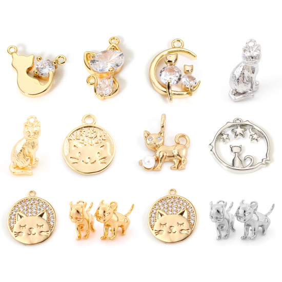 Picture of Brass Charms Real Gold Plated Cat Animal 3D 15mm x 9mm                                                                                                                                                                                                        