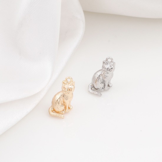 Picture of Brass Charms Real Gold Plated Cat Animal 3D 15mm x 9mm                                                                                                                                                                                                        