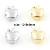 Picture of Brass Beads For DIY Jewelry Making Real Gold Plated Apple Fruit 3D About 10.5mm x 9mm