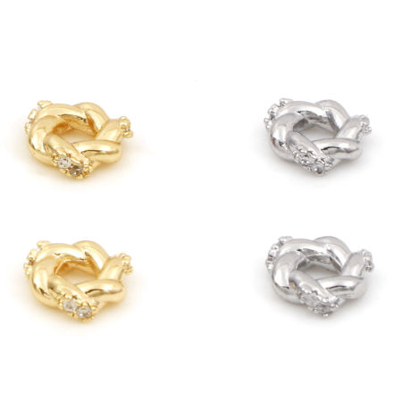 Latón+ Circón Artificial Perlas Espaciadoras para Hacer Pulseras DIY Hallazgos para Hacer Joyas Oro Real Chapado Transparente Trenzado Anillo Micro Pave Aprox 8mm Dia, 2 Unidades