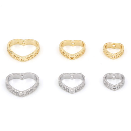 Latón Marcos de Cuentas Corazón Filigrana Oro Real Chapado 5 Unidades