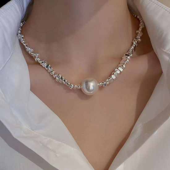 Изображение Стильный Ожерелье из бисера Посеребренный Имитация жемчуга 1 ШТ