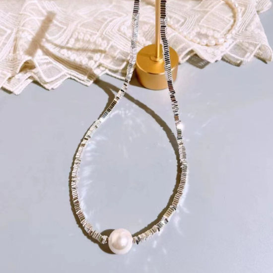 Изображение Стильный Ожерелье из бисера Посеребренный Имитация жемчуга 1 ШТ