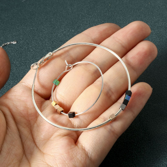 Imagen de Enchapado al Vacío Ecológico 304 Acero Inoxidable Cuentas para la Fabricación de Joyas con Dijes de Bricolaje Cubo Multicolor 2.5mm x 2.5mm, Agujero: Aprox 1.5mm, 10 Unidades