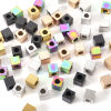 Picture of Eco-friendly Vacuum Plating 304 Stainless Steel Beads For DIY Jewelry Making Cube Multicolor 4mm x 4mm