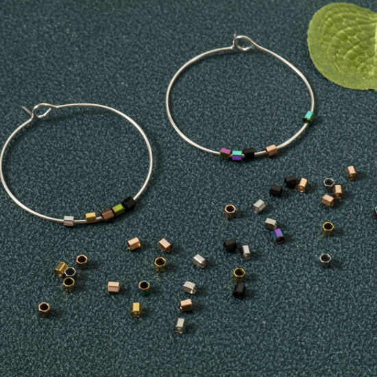 Imagen de Enchapado al Vacío Ecológico 304 Acero Inoxidable Cuentas para la Fabricación de Joyas con Dijes de Bricolaje Prisma Hexagonal Multicolor 2mm x 2mm, Agujero: Aprox 1.2mm, 10 Unidades