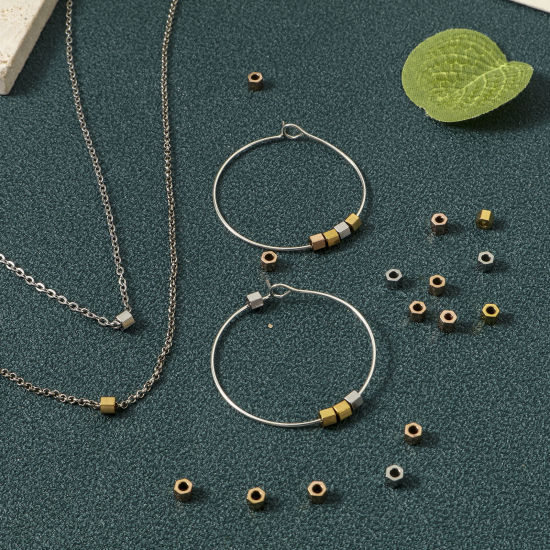 Immagine di Placcatura Sottovuoto Ecologica 304 Acciaio Inossidabile Perline per la Creazione di Gioielli con Ciondoli Fai-da-te Prisma Esagonale Multicolore 3mm x 2.5mm, Buco: Circa 1.5mm, 10 Pz