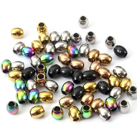 Imagen de Enchapado al Vacío Ecológico 304 Acero Inoxidable Cuentas para la Fabricación de Joyas con Dijes de Bricolaje Óvalo Multicolor 6mm x 5mm, Agujero: Aprox 2.2mm, 10 Unidades