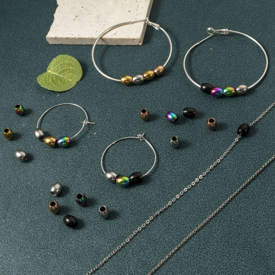 Imagen de Enchapado al Vacío Ecológico 304 Acero Inoxidable Cuentas para la Fabricación de Joyas con Dijes de Bricolaje Óvalo Multicolor 6mm x 5mm, Agujero: Aprox 2.2mm, 10 Unidades