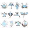 Picture of Zinc Based Alloy Charms Antique Silver Color Blue Crab Animal Bird Enamel