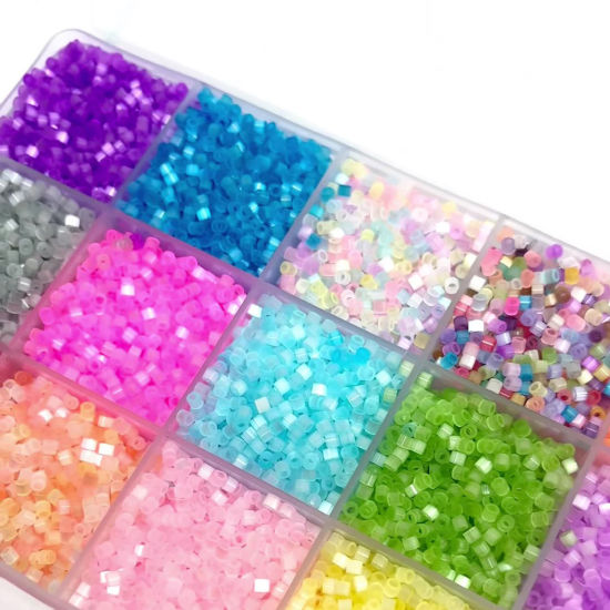 Picture of Glass Delica Seed Beads Round Bugle Multicolor Cat's Eye Imitation About 2.5mm Dia.