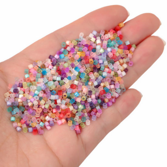 Picture of Glass Delica Seed Beads Round Bugle Multicolor Cat's Eye Imitation About 2.5mm Dia.