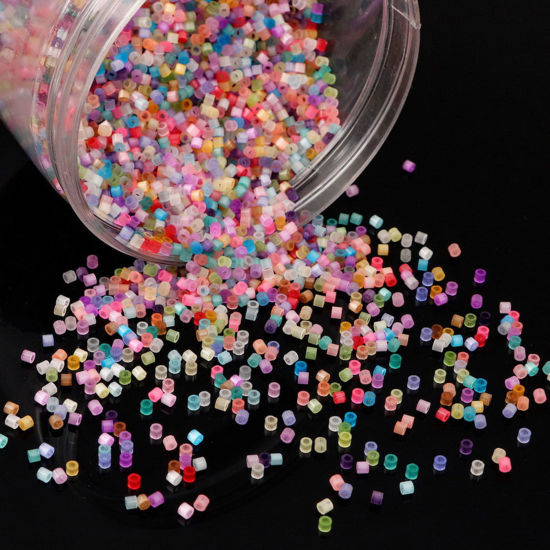 Picture of Glass Delica Seed Beads Round Bugle Multicolor Cat's Eye Imitation About 2.5mm Dia.