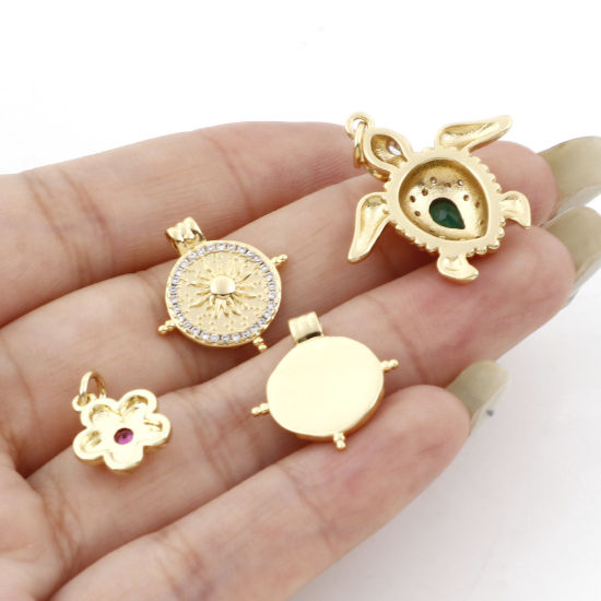 Picture of Brass Charms Gold Plated Sea Turtle Animal Flower