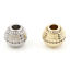 Picture of Brass Beads For DIY Jewelry Making Multicolor Drum Stripe Micro Pave Clear Cubic Zirconia About 11mm x 10mm