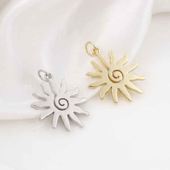 Изображение Латунь галактика Подвески Разноцветный Солнце Спираль 25мм x 18.5мм, 2 ШТ