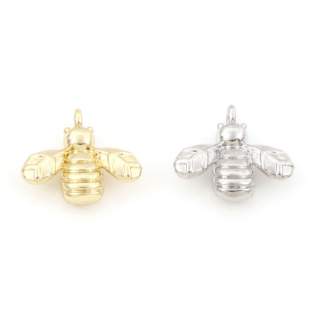 Messing Charms Bunt Biene 3D 13mm x 12mm, 2 Stück