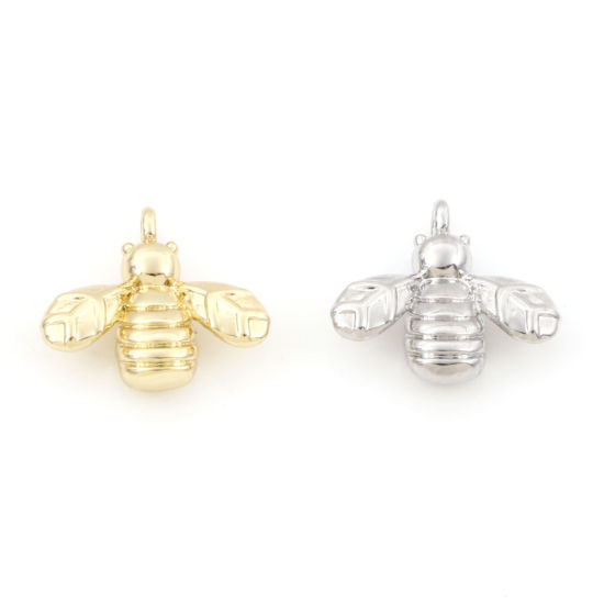 Изображение Латунь Подвески Разноцветный Пчелы Трехмерный 13мм x 12мм, 2 ШТ
