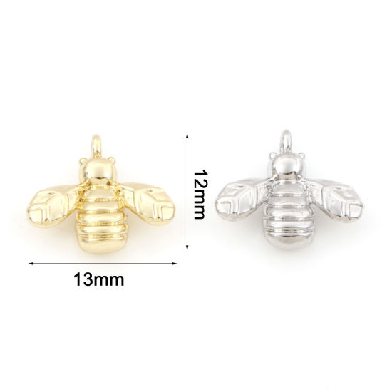 Изображение Латунь Подвески Разноцветный Пчелы Трехмерный 13мм x 12мм, 2 ШТ