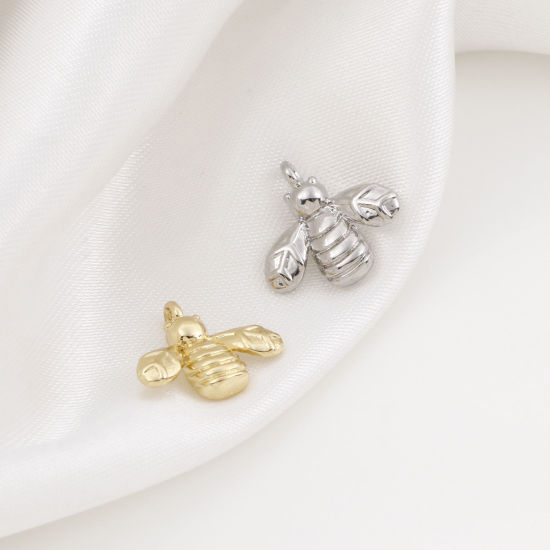 Изображение Латунь Подвески Разноцветный Пчелы Трехмерный 13мм x 12мм, 2 ШТ